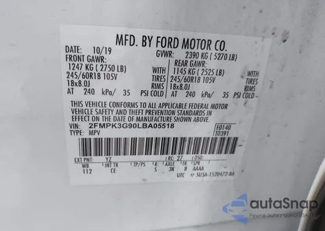 2020 Ford Edge Se from USA, damaged, VIN 2FMPK3G90LBA05518